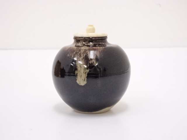 k628 茶道具　桶谷定一　京焼　清水焼 茄子茶入　仕覆付 道具 ] - 道具 京焼 桶谷定一造 文琳茶入 □z | ネットショップ圭
